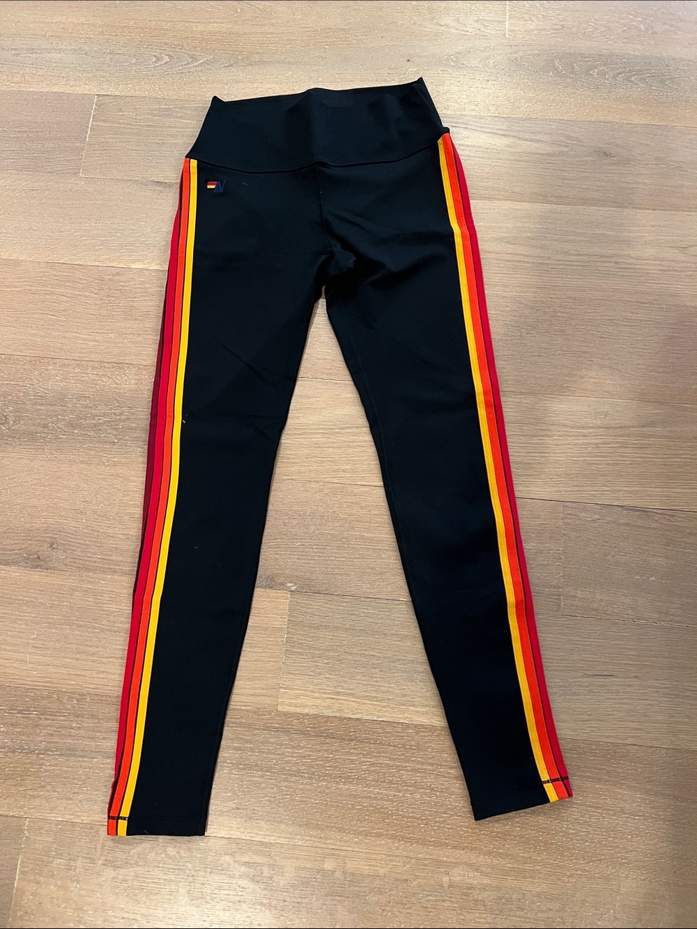 Aviator Nation Black Leggings with stripes